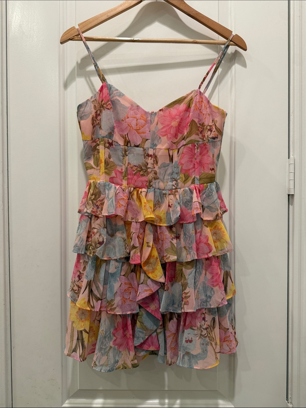 Olivaceous Pink Floral Tiered Ruffle Dress - Picture 10 of 10